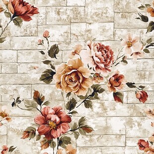 花卉砖墙图案精美壁纸