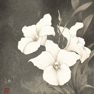 水墨白兰花韵