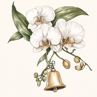 铃兰相伴的优雅白兰花