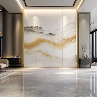 新中式山水风客厅背景墙