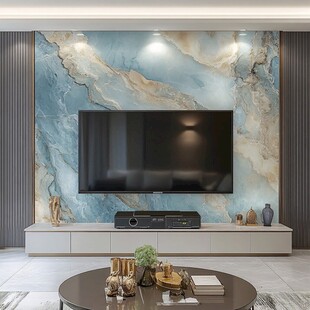 蓝调大理石电视背景墙设计