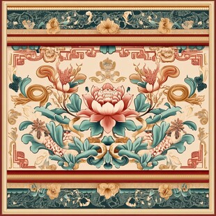 中式传统花卉纹精美图案