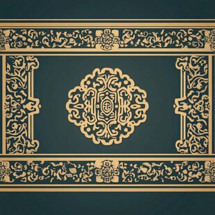 中式古典金色花纹装饰图案