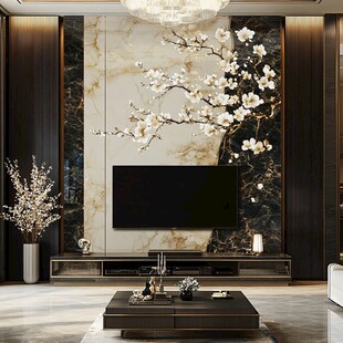 中式客厅电视背景墙装饰设计