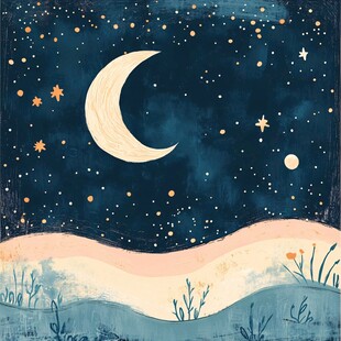 月夜下的梦幻田野风景