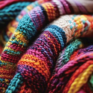 多彩针织织物特写