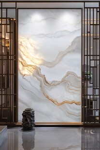 山水纹理大理石玄关背景墙