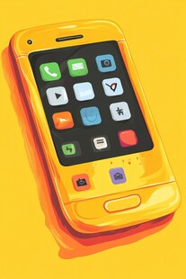 黄色智能手机插画