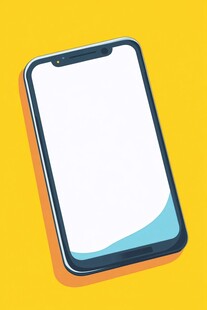 黄色背景上的简约智能手机