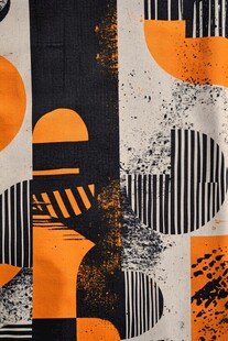 橙黑几何抽象艺术图案