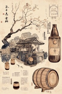 古风酒肆场景与酿酒器具