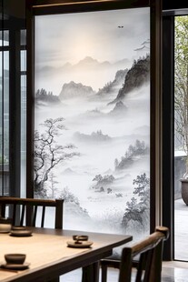 中式山水屏风 雅致茶室景