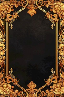 黑金奢华花卉边框背景图
