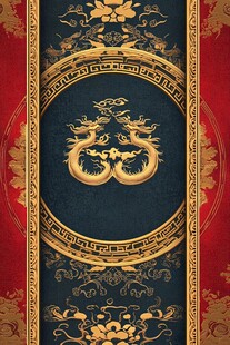 中式古典双龙纹华丽图案