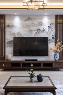 中式客厅电视墙雅致景致