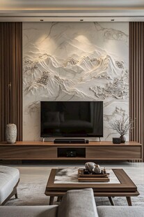 现代中式客厅电视背景墙