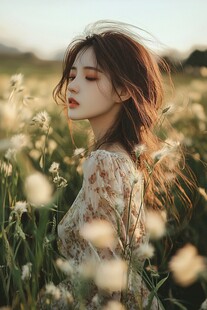 花田中的优雅女子