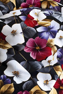 多彩花卉图案布料纹理