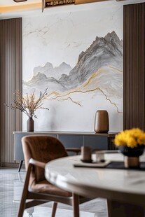 新中式客厅的山水艺术氛围