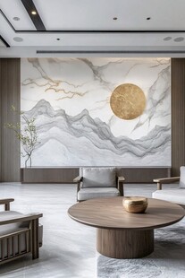 中式客厅 山水壁画显雅致