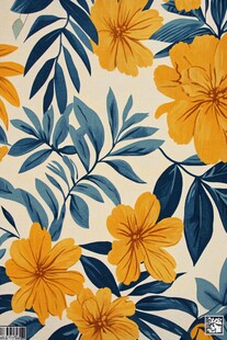 黄色花卉绿叶图案背景