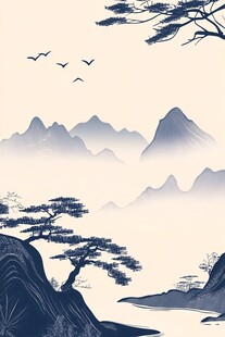 中式山水意境图