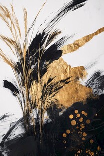 黑金笔触下的艺术芦苇画