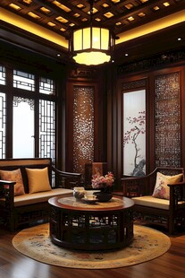 中式典雅客厅室内空间展示