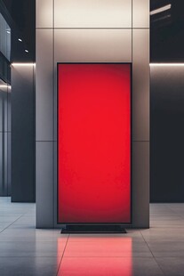 室内红色空白广告牌展示