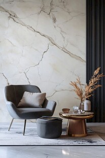 简约大理石墙面旁的舒适角落