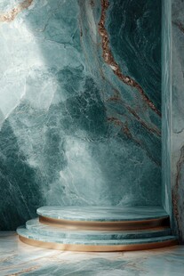 青绿色大理石质感展示台