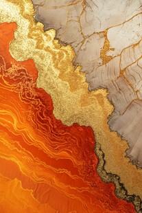 橙金大理石纹理艺术画面