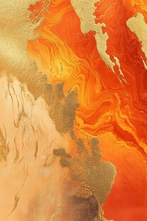 橙金交融流体艺术纹理