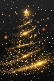 梦幻金色圣诞树闪耀背景