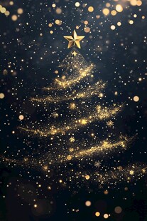 梦幻金色圣诞树星光背景