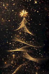 金色闪耀圣诞树梦幻背景