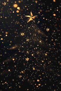 金色星星圣诞树梦幻背景