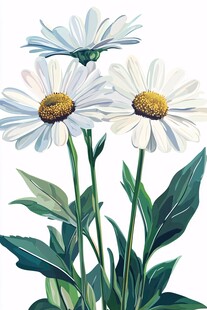 三朵清新白雏菊插画