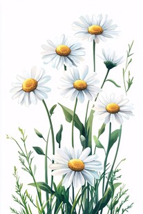 清新雏菊绽放于绿意间