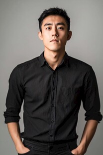 帅气男士黑色衬衫造型