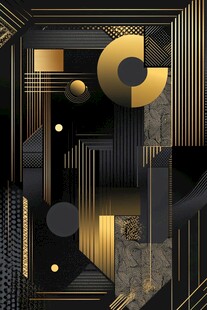 黑金几何抽象艺术背景图