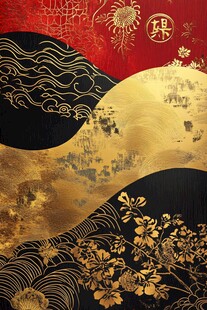 中式金红典雅传统图案