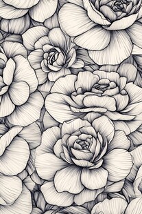 黑白花卉图案纹理背景图