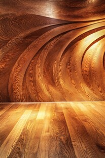 木质纹理墙面与地板空间