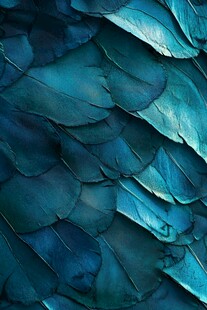 蓝绿色羽毛纹理特写
