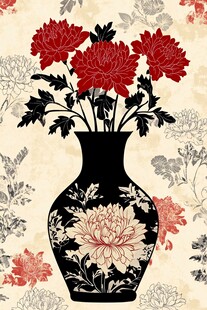 中式花瓶花卉图案设计