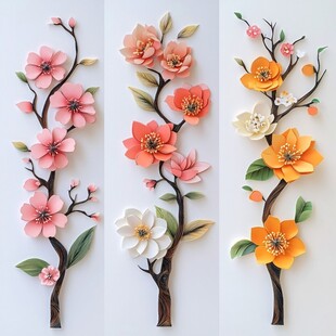 立体纸艺花卉装饰三组合