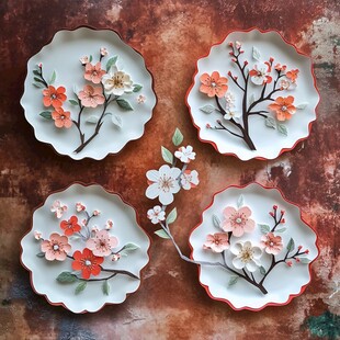 手绘花卉盘饰 雅致风情