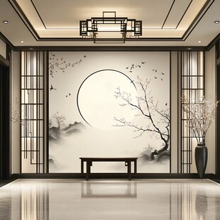 中式禅意客厅背景墙装饰