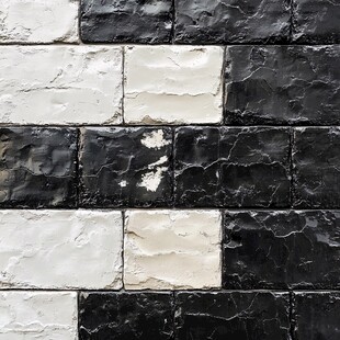 黑白斑驳砖墙纹理特写